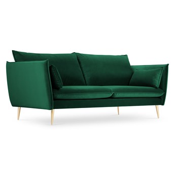 Sofa 3-osobowa AGATE zielony ze złotą podstawą