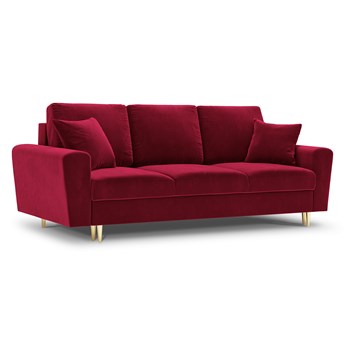 Sofa z funkcją spania MOGHAN czerwony ze złotą podstawą