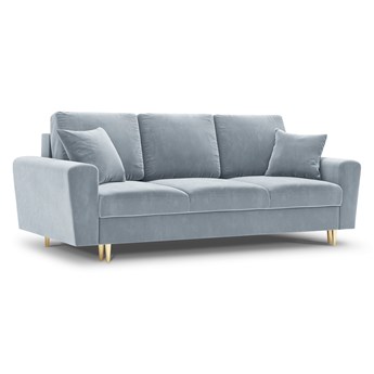 Sofa z funkcją spania MOGHAN jasnoniebieski ze złotą podstawą