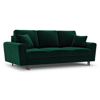 Sofa z funkcją spania MOGHAN zielony z czarną podstawą