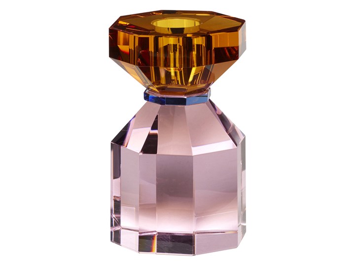 Świecznik Gem kryształowy 11 cm różowo-bursztynowy The Homecept