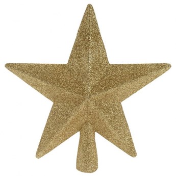 Czubek szpic ozdobny na choinkę gwiazda złota brokatowa święta Boże Narodzenie 19 cm kod: O-839015