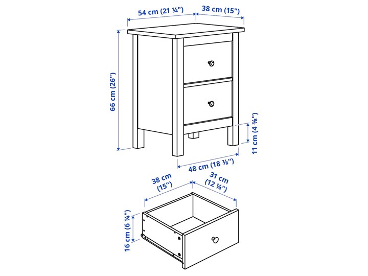 IKEA HEMNES Zestaw mebli do sypialni 3 szt, biała bejca, 80x200 cm Kolor Biały