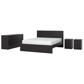 IKEA MALM Zestaw mebli do sypialni 4 szt, Czarnybrąz, 140x200 cm