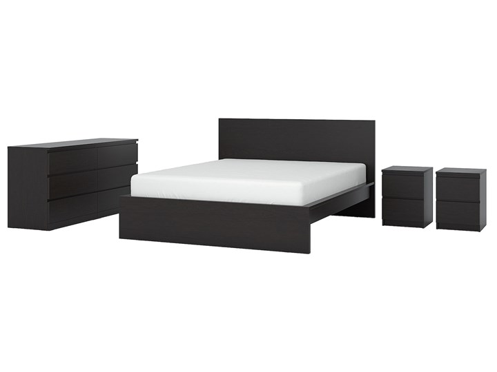 IKEA MALM Zestaw mebli do sypialni 4 szt, czarnybrąz, 180x200 cm