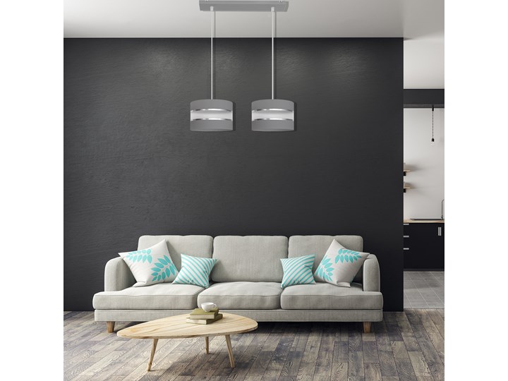 Lampa abażur HELEN W-L 0802/2 GR+SL+MAT Lampa z abażurem Tworzywo sztuczne Tkanina Metal Pomieszczenie Sypialnia