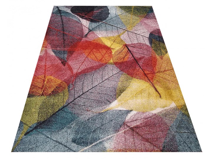 Prostokątny kolorowy dywan w liście - Mildon Syntetyk 80x150 cm Dywany Pomieszczenie Pokój przedszkolaka Kolor Wielokolorowy