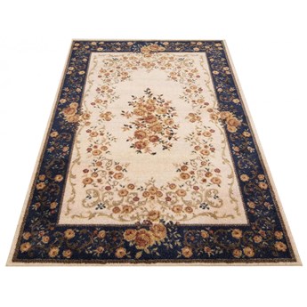 Granatowy klasyczny dywan w kwiaty - Epris