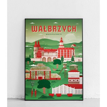 Wałbrzych - Plakat Miasta - zielono-czerwony