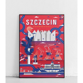 Szczecin - Plakat Miasta - czerwony