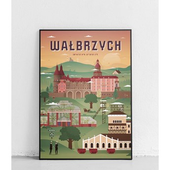 Wałbrzych - Plakat Miasta - brązowo-zielony
