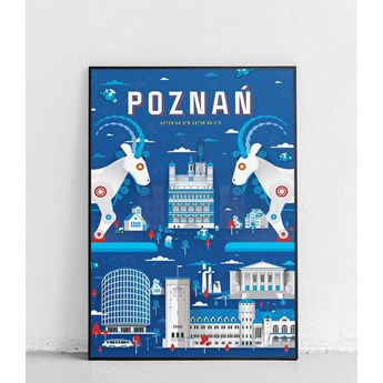 Poznań - Plakat Miasta - niebieski