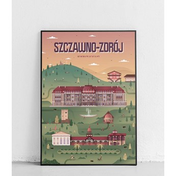 Szczawno-Zdrój - Plakat Miasta - zielono-bordowa