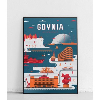 Gdynia - Plakat Miasta - ciemnoniebieski