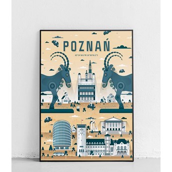 Poznań - Plakat Miasta - żółto-niebieski