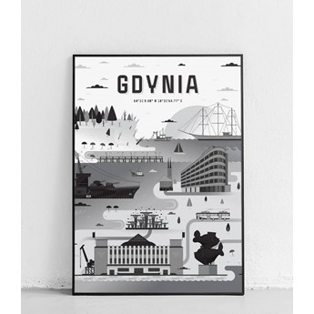 Gdynia - Plakat Miasta - czarno-biała