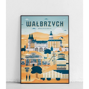 Wałbrzych - Plakat Miasta - niebiesko-pomarańczowy