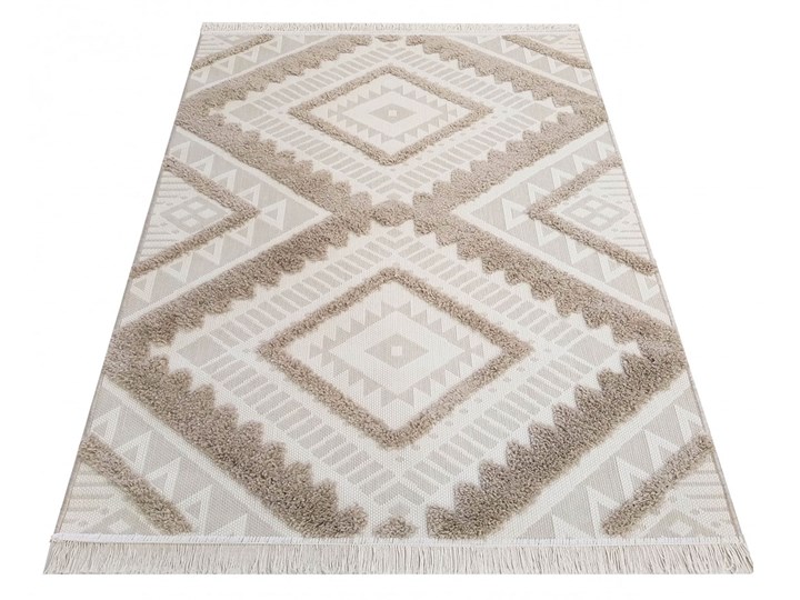 Beżowy miękki dywan w stylu boho - Romser 120x170 cm Dywany Pomieszczenie Salon Pomieszczenie Kuchnia