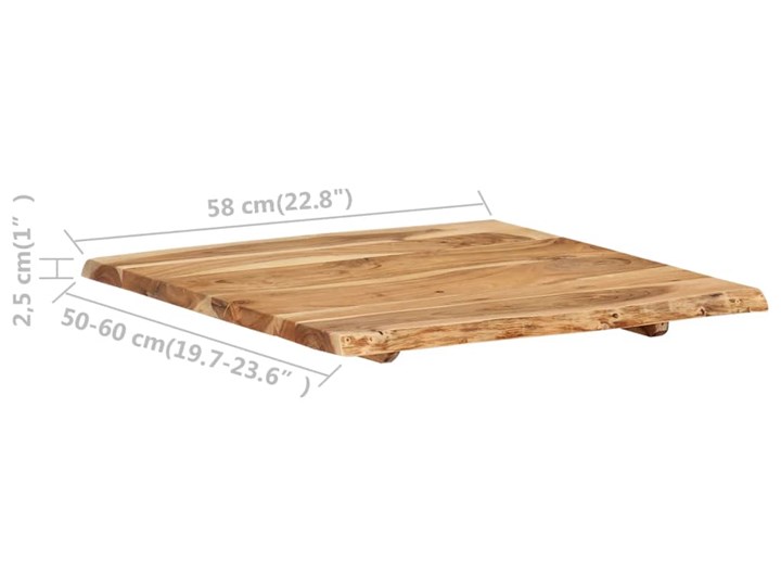 vidaXL Blat, lite drewno akacjowe, 58x(50-60)x2,5 cm Kategoria Blaty kuchenne Kolor Brązowy
