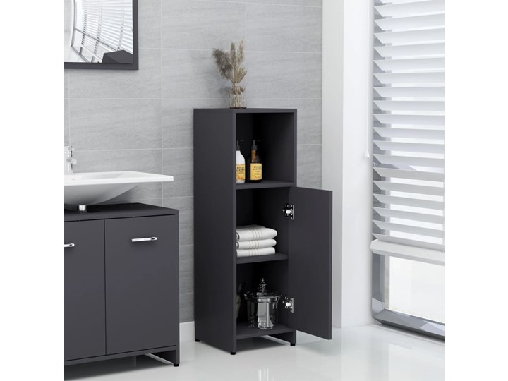 vidaXL Szafka łazienkowa, szara, 30x30x95 cm, płyta wiórowa Płyta stolarska Szerokość 30 cm Głębokość 30 cm Płyta MDF Stojące Szafki Rodzaj frontu Drzwiczki