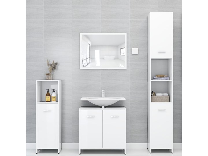 vidaXL Szafka łazienkowa, biała, wysoki połysk, 30x30x95 cm, płyta Płyta MDF Płyta stolarska Głębokość 30 cm Szafki Szerokość 30 cm Stojące Rodzaj frontu Drzwiczki