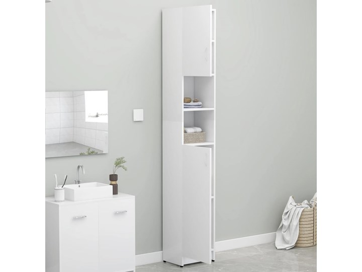 vidaXL Szafka łazienkowa, biała, 32x25,5x190 cm, płyta wiórowa Szerokość 32 cm Płyta stolarska Głębokość 25 cm Płyta MDF Kolor Biały Głębokość 26 cm Szafki Rodzaj frontu Drzwiczki