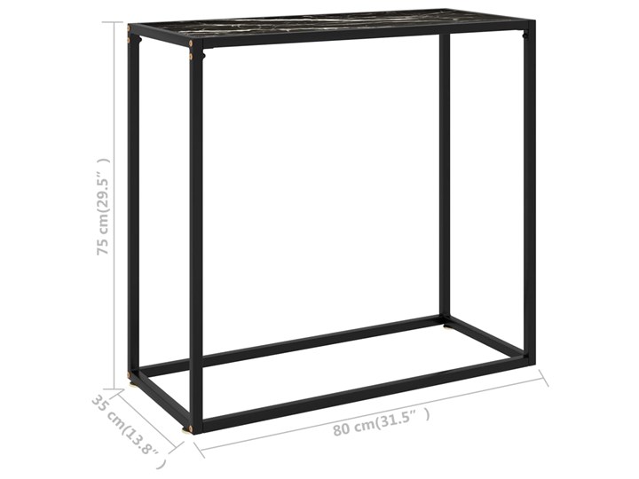 vidaXL Stolik konsolowy, czarny, 80x35x75 cm, szkło hartowane Marmur Głębokość 35 cm Stal nierdzewna Szerokość 80 cm Styl Nowoczesny