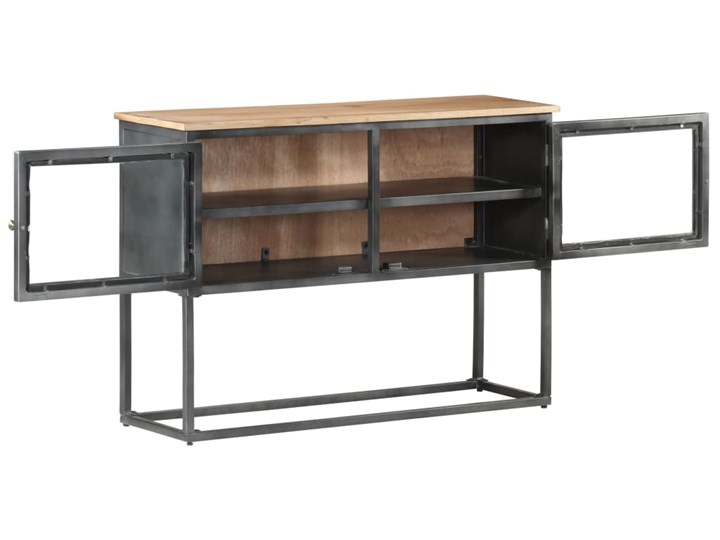 vidaXL Szafka, szara, 80x30x75 cm, lite drewno akacjowe Szkło Szerokość 100 cm Na zdjęcia Metal Stojące Wysokość 70 cm Głębokość 30 cm Kolor Szary