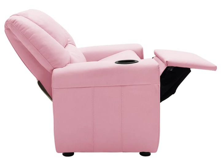 vidaXL Fotel rozkładany dla dzieci, obity sztuczną skórą, różowy Tworzywo sztuczne Skóra ekologiczna Metal Tkanina Pomieszczenie Pokój przedszkolaka
