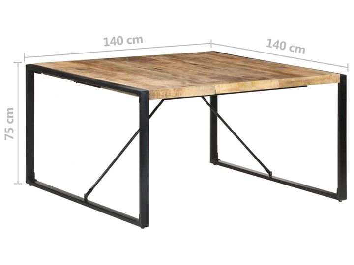 vidaXL Stół jadalniany, 140 x 140 x 75 cm, surowe drewno mango Stal Pomieszczenie Stoły do kuchni Liczba miejsc Do 4 osób