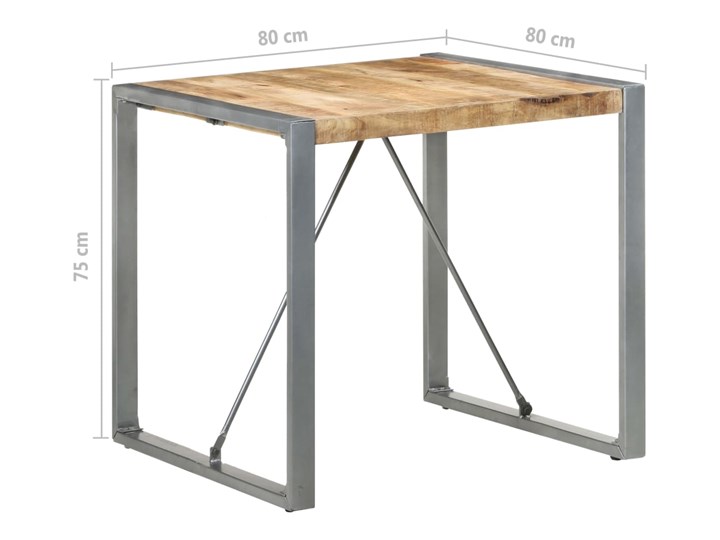 vidaXL Stół jadalniany, 80 x 80 x 75 cm, surowe drewno mango Wysokość 80 cm Stal Szerokość(n) 80 cm