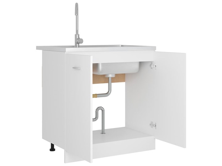 vidaXL Szafka pod zlew, biała, 80x46x81,5 cm, płyta wiórowa Płyta MDF Pod zlewozmywak Kolor Biały Kategoria Szafki kuchenne
