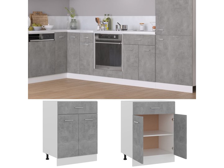 vidaXL Szafka z szufladą, szarość betonu, 60x46x81,5 cm, płyta Płyta MDF Kategoria Szafki kuchenne Kolor Szary