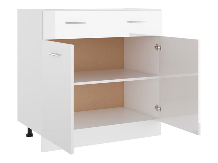 vidaXL Szafka z szufladą, połysk, biała, 80x46x81,5 cm, płyta wiórowa Płyta MDF Kolor Biały