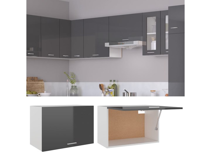 vidaXL Szafka wisząca, wysoki połysk, szara, 60x31x40 cm, płyta Płyta MDF Kategoria Szafki kuchenne Kolor Szary