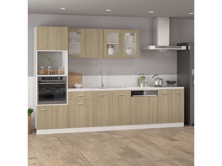 vidaXL Szafka na mikrofalówkę, dąb sonoma, 60x57x207 cm, płyta wiórowa Drewno Płyta MDF Kategoria Szafki kuchenne