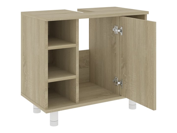 vidaXL Szafka łazienkowa, kolor dębu sonoma, 60x32x53,5 cm, płyta Drewno Wysokość 54 cm Rodzaj frontu Drzwiczki Płyta stolarska Szafki Szerokość 60 cm Płyta MDF Głębokość 32 cm Kategoria Szafki stojące