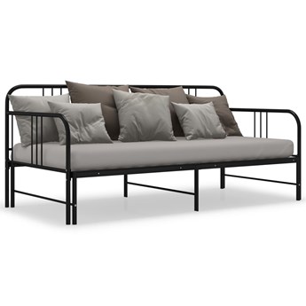 vidaXL Sofa z wysuwaną ramą łóżka, czarna, metalowa, 90x200 cm