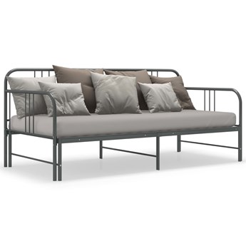 vidaXL Sofa z wysuwaną ramą łóżka, szara, metalowa, 90x200 cm