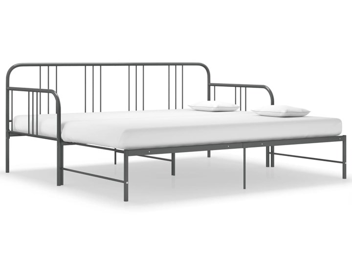 vidaXL Sofa z wysuwaną ramą łóżka, szara, metalowa, 90x200 cm Stała konstrukcja Boki Z bokami Głębokość 90 cm Nóżki Na nóżkach