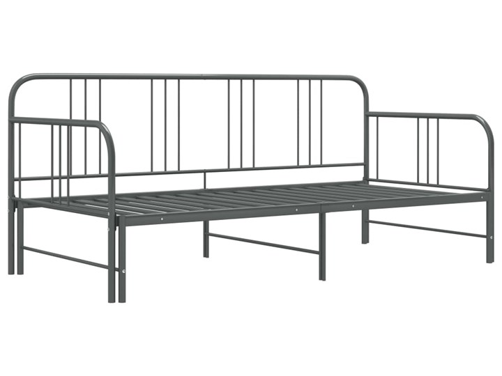 vidaXL Sofa z wysuwaną ramą łóżka, szara, metalowa, 90x200 cm Boki Z bokami Głębokość 90 cm Stała konstrukcja Nóżki Na nóżkach