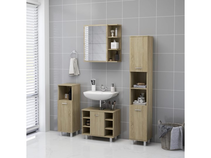 vidaXL Szafka z lustrem, dąb sonoma, 62,5 x 20,5 x 64 cm, płyta Płyta MDF Drewno Nad umywalkę Wiszące Płyta stolarska Styl Nowoczesny Kategoria Szafki stojące