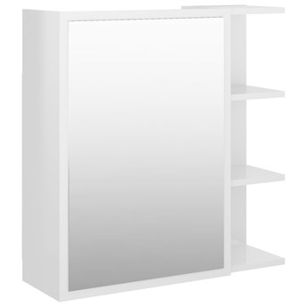 vidaXL Szafka z lustrem, wysoki połysk, biała, 62,5x20,5x64 cm, płyta