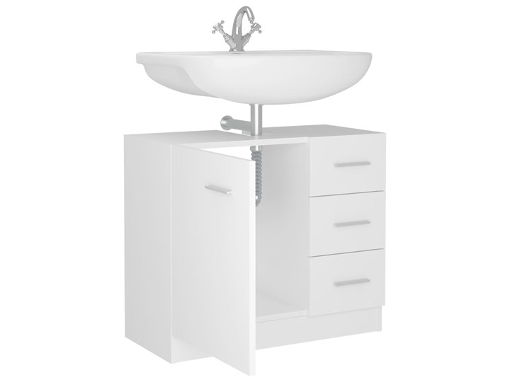 vidaXL Szafka pod umywalkę, biała 63x30x54 cm, materiał drewnopochodny Płyta MDF Stojące Poziome Płyta stolarska Głębokość 30 cm Szerokość 63 cm Wysokość 63 cm Kolor Biały