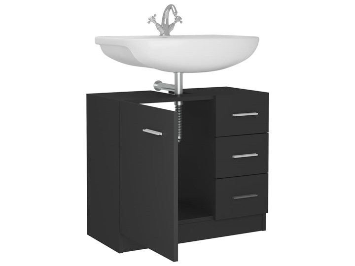 vidaXL Szafka pod umywalkę, szara, 63x30x54 cm, płyta wiórowa Wysokość 63 cm Głębokość 30 cm Płyta MDF Poziome Szerokość 63 cm Płyta stolarska Stojące Kategoria Szafki stojące