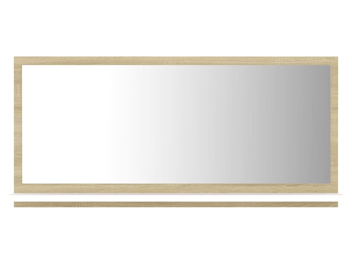 vidaXL Lustro łazienkowe, biel i dąb sonoma, 80x10,5x37 cm, płyta Prostokątne Lustro z półką Ścienne Lustro z ramą Styl Nowoczesny