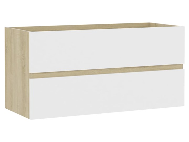 vidaXL Szafka pod umywalkę, biel i dąb sonoma, 90x38,5x45 cm, płyta Płyta stolarska Drewno Płyta MDF Rodzaj frontu Szuflady