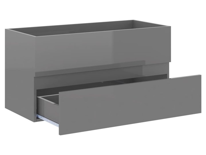 vidaXL Szafka pod umywalkę, szara, wysoki połysk, 90x38,5x45 cm, płyta Poziome Płyta MDF Kolor Szary Wiszące Płyta stolarska Kategoria Szafki stojące