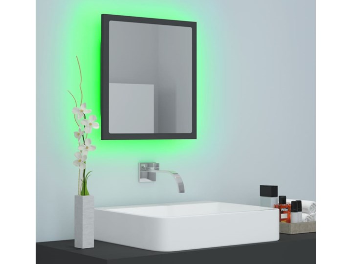 vidaXL Lustro łazienkowe LED, szare, 40x8,5x37cm, płyta wiórowa Prostokątne Lustro z ramą Ścienne Kategoria Lustra