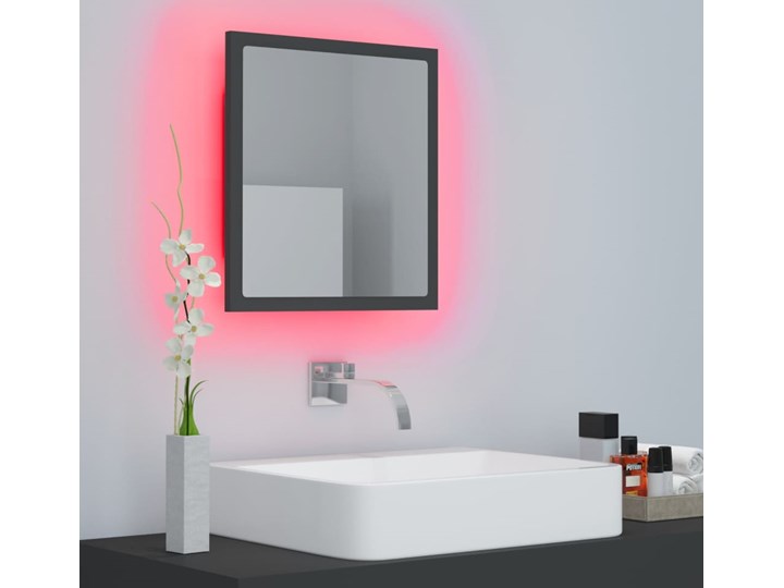 vidaXL Lustro łazienkowe LED, szare, 40x8,5x37cm, płyta wiórowa Prostokątne Styl Nowoczesny Ścienne Lustro z ramą Pomieszczenie Łazienka